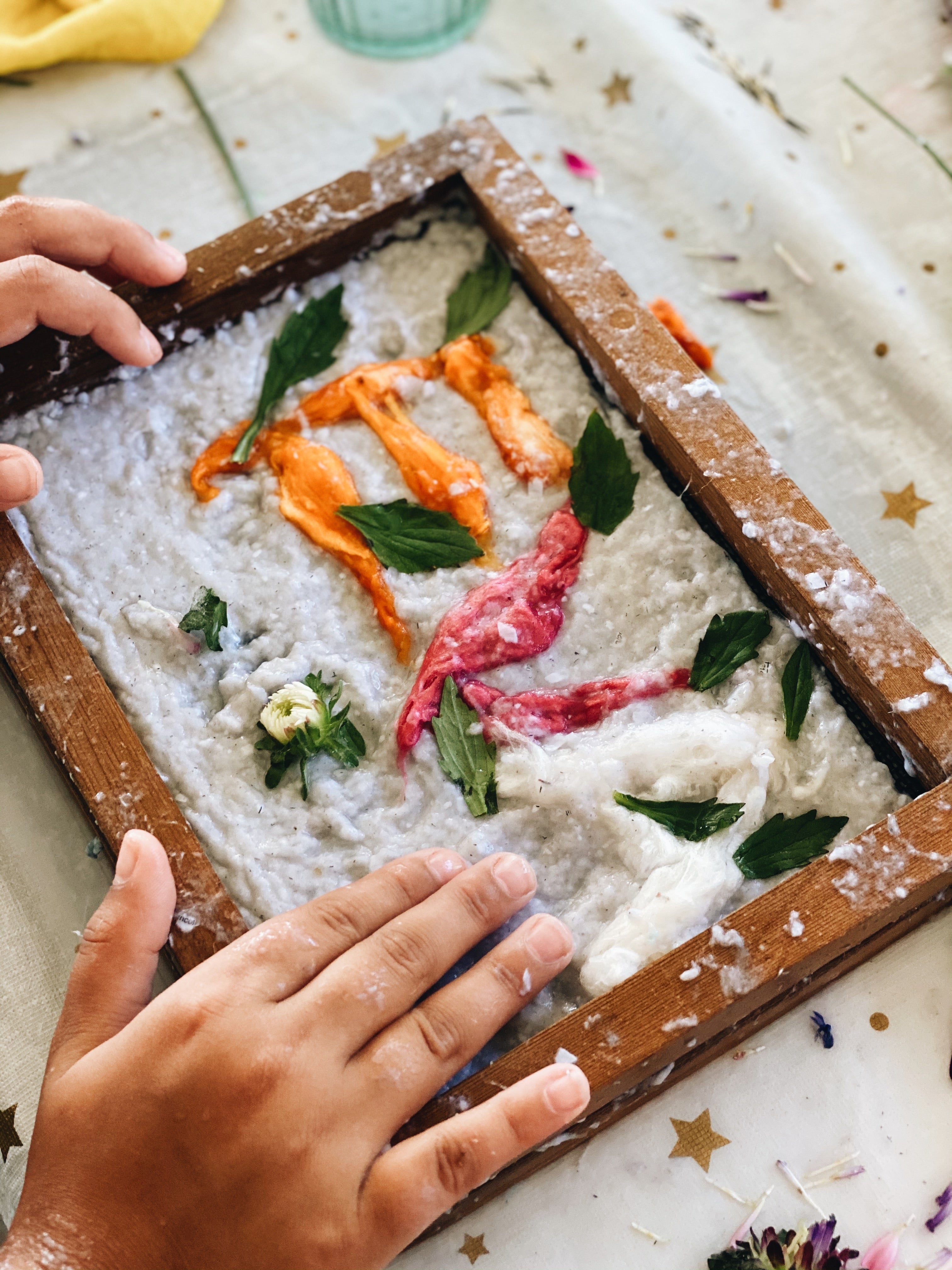 HANDMADE PAPER AND CHRISTMAS LIGHTS