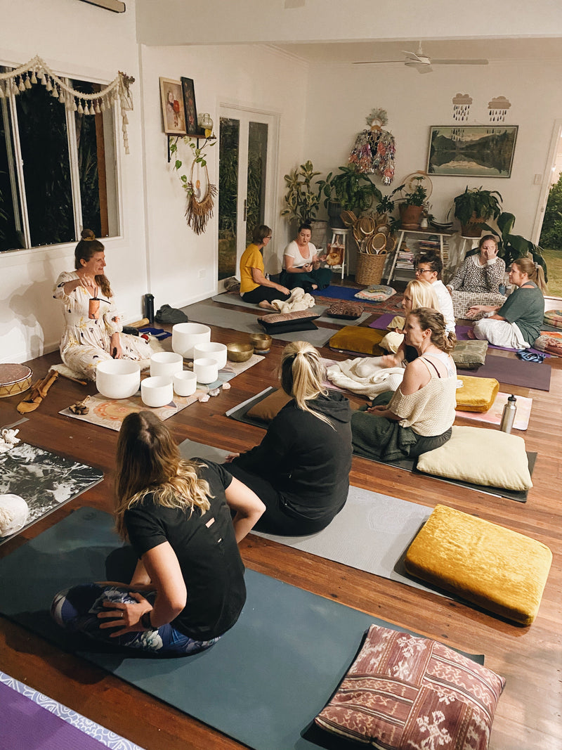 A peaceful classroom during luna soul sounds workshop