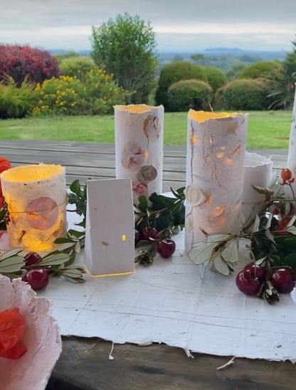 HANDMADE PAPER AND CHRISTMAS LIGHTS