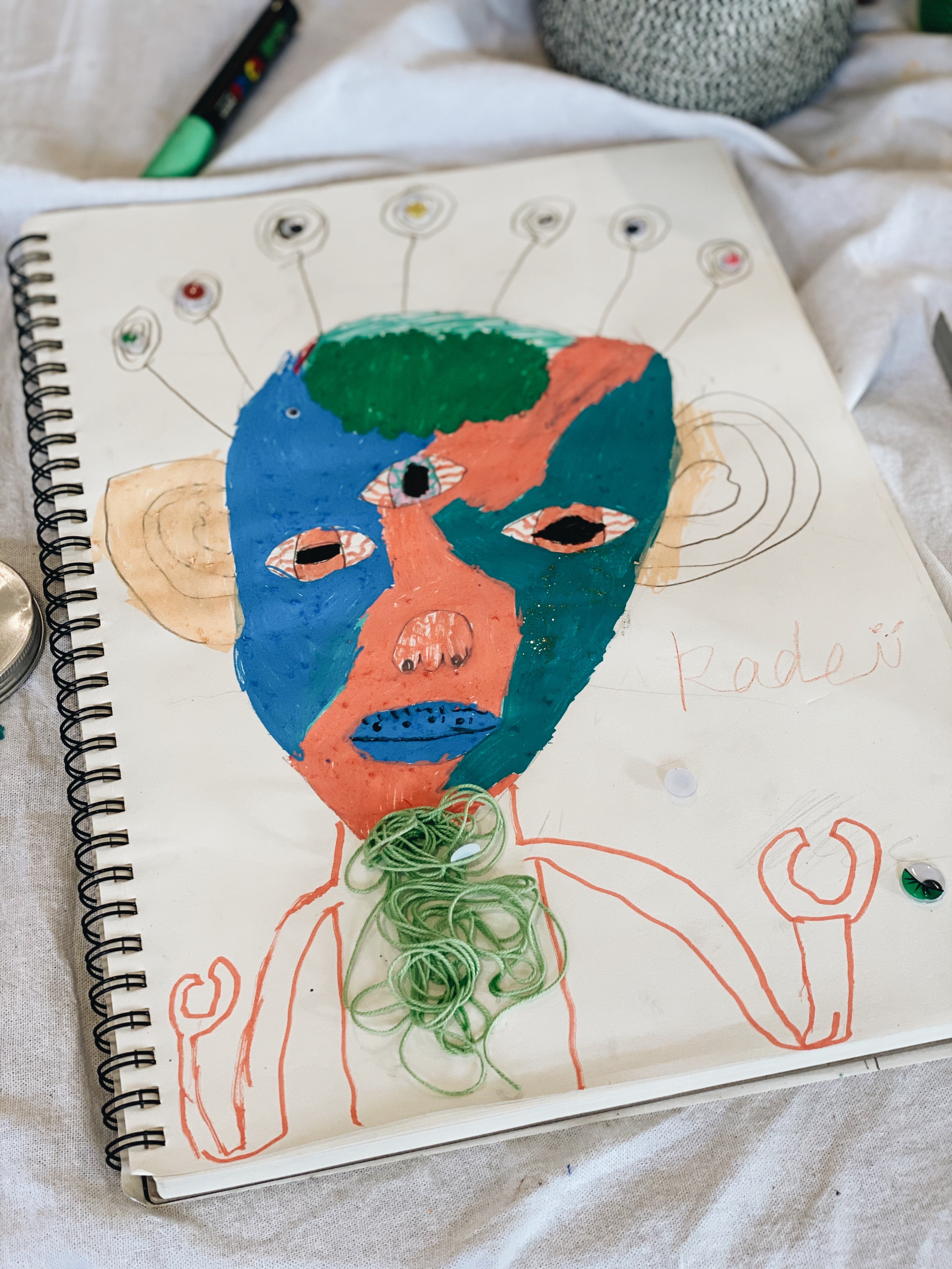 Child's alien painting created at Gold Coast after school art class