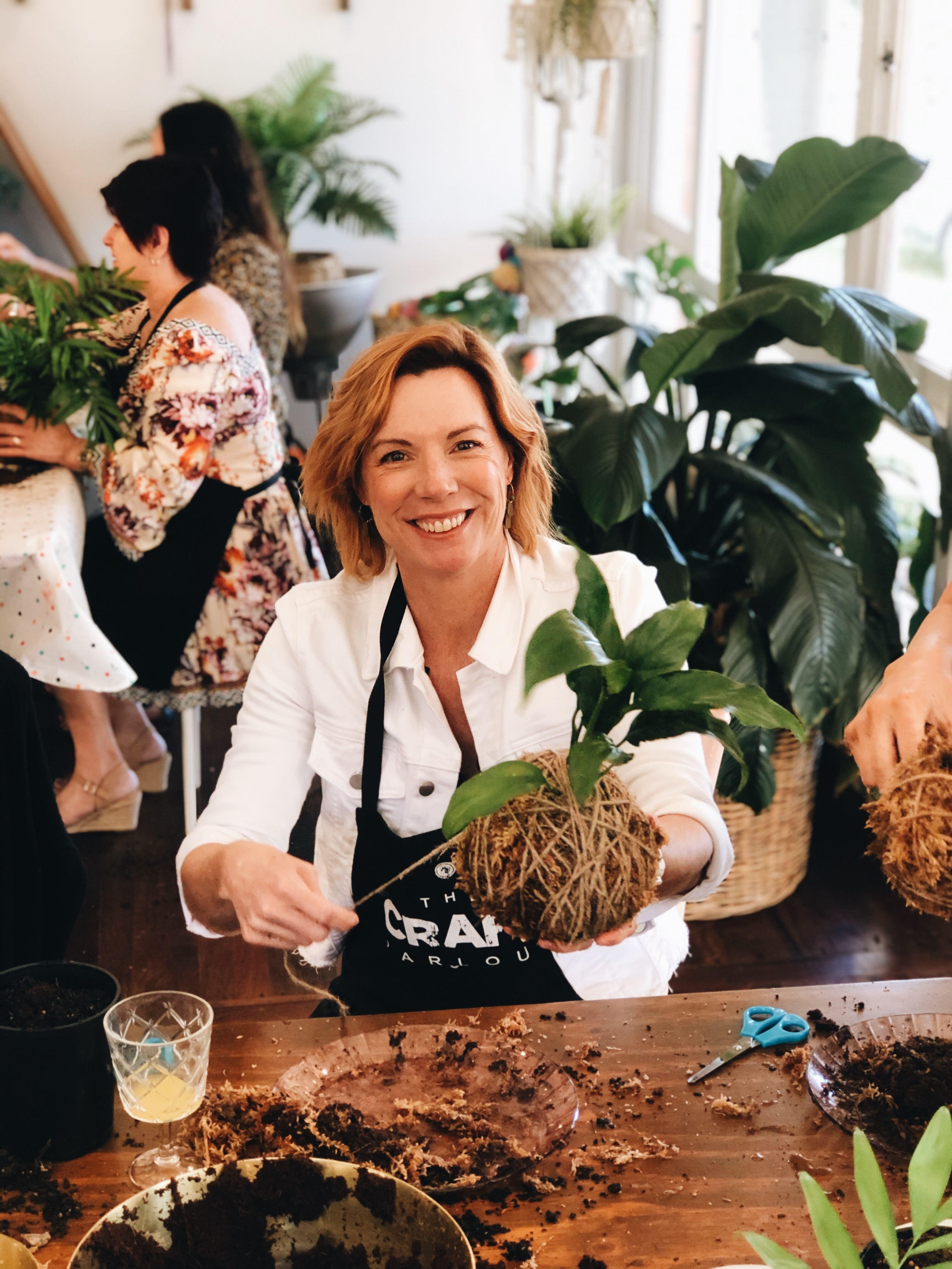 Making a kokedama string garden at The Craft Parlour workshop